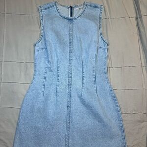 Light Blue Denim Sleeveless Mini Dress